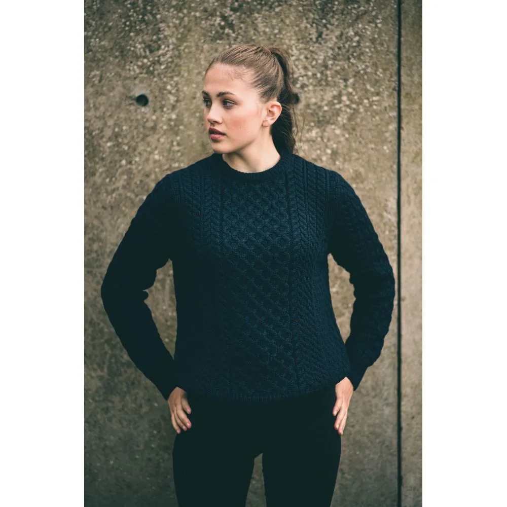 Unisex Navy Aran, In Superior High Altitude Merino Wool, Super Soft And Comfortable
