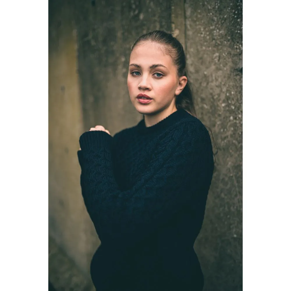 Unisex Navy Aran, In Superior High Altitude Merino Wool, Super Soft And Comfortable