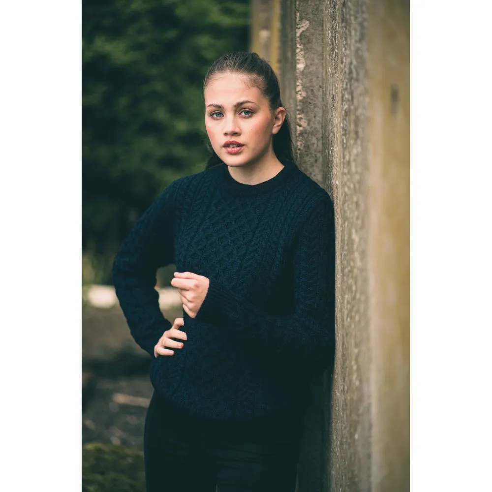 Unisex Navy Aran, In Superior High Altitude Merino Wool, Super Soft And Comfortable