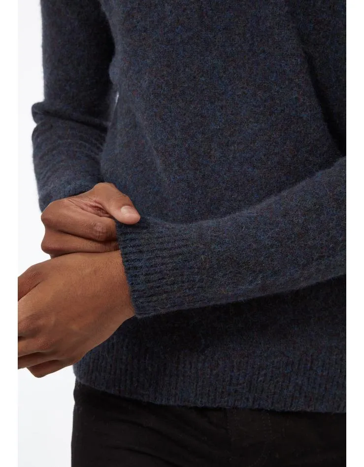 Unisex, Navy Preppy Brushed Shetland Wool, Classic And Authentically British