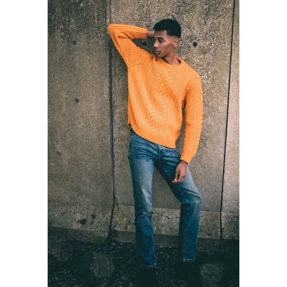 Unisex Orange Aran, In Superior High Altitude Merino Wool, Super Soft And Comfortable