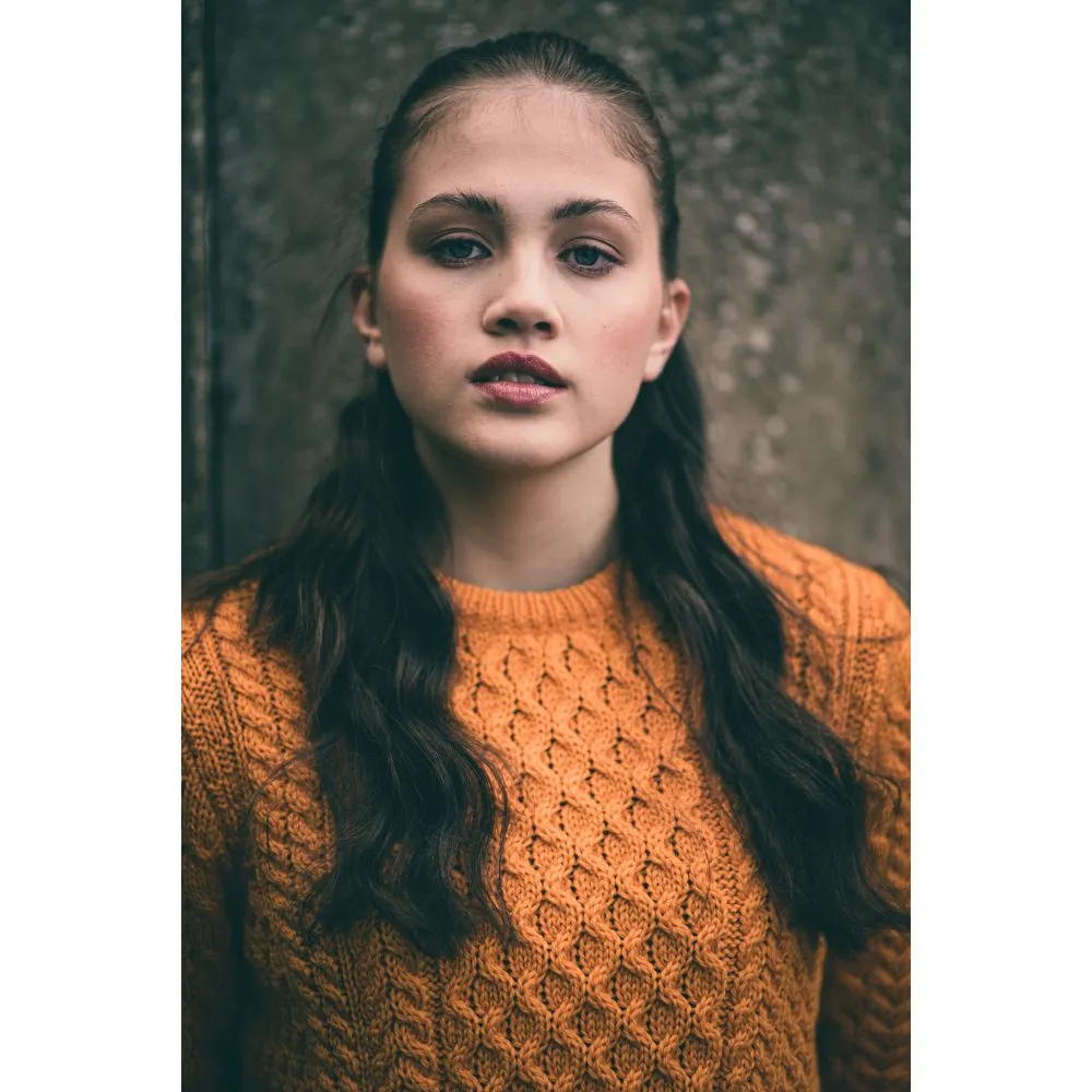 Unisex Orange Aran, In Superior High Altitude Merino Wool, Super Soft And Comfortable