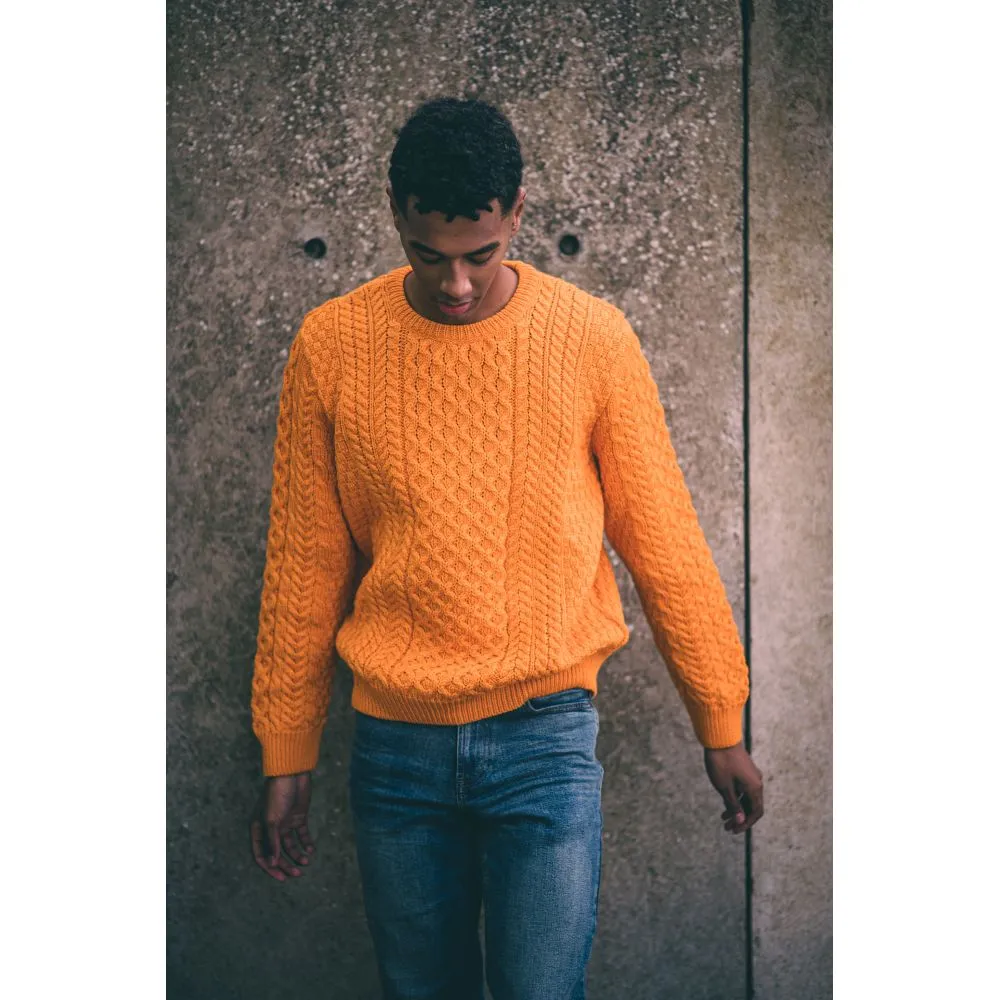 Unisex Orange Aran, In Superior High Altitude Merino Wool, Super Soft And Comfortable