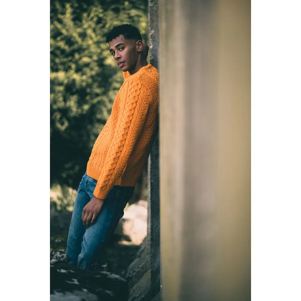 Unisex Orange Aran, In Superior High Altitude Merino Wool, Super Soft And Comfortable