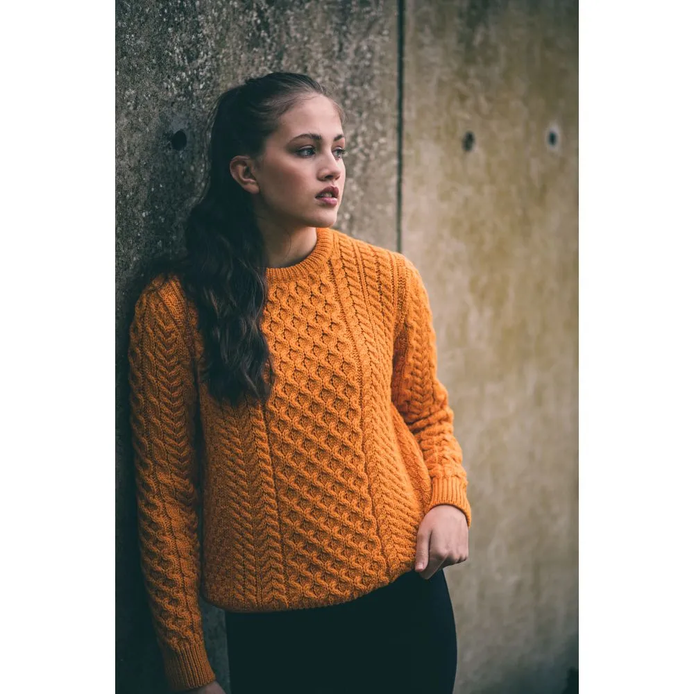 Unisex Orange Aran, In Superior High Altitude Merino Wool, Super Soft And Comfortable