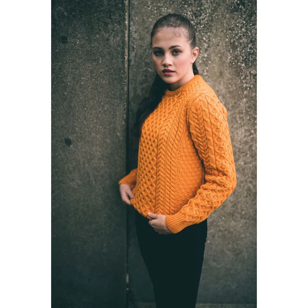 Unisex Orange Aran, In Superior High Altitude Merino Wool, Super Soft And Comfortable