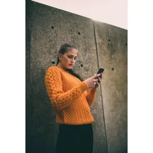 Unisex Orange Aran, In Superior High Altitude Merino Wool, Super Soft And Comfortable