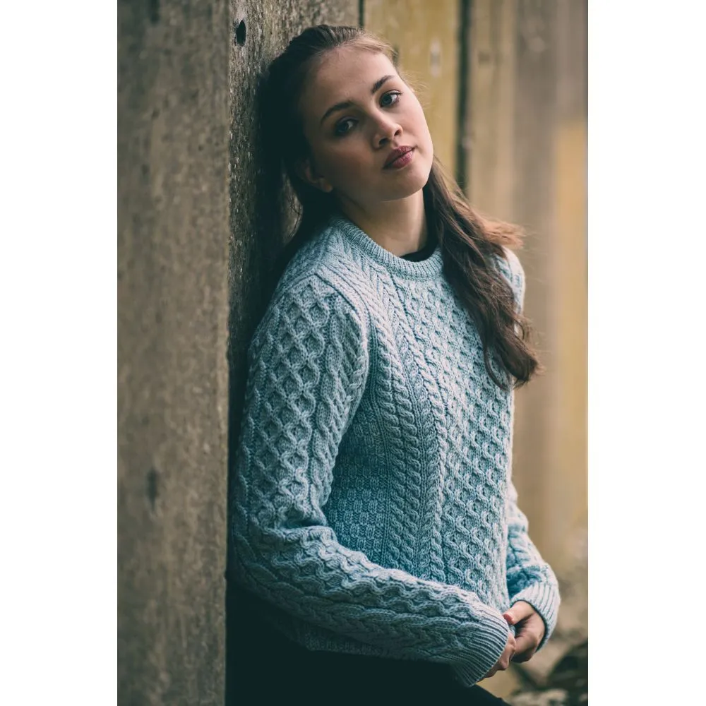Unisex Sky Blue Aran, In Superior High Altitude Merino Wool, Super Soft And Comfortable
