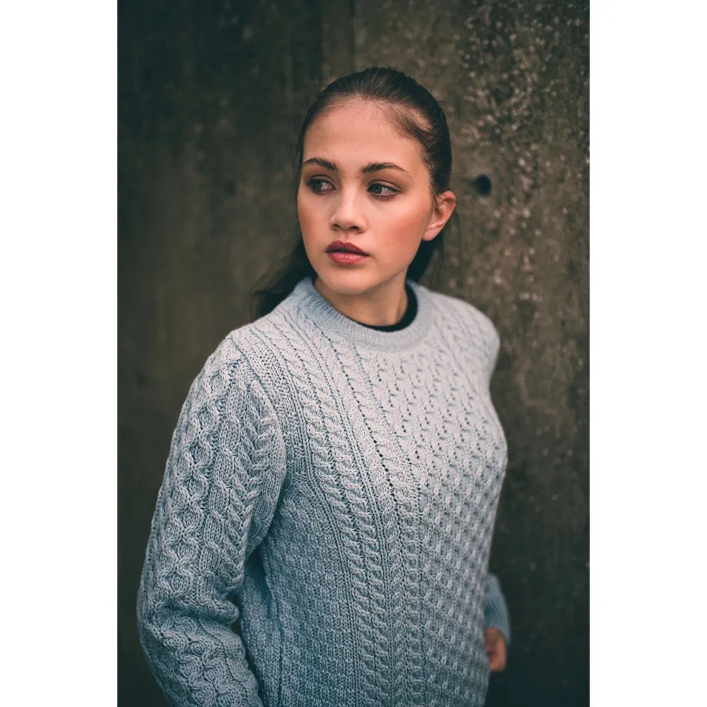 Unisex Sky Blue Aran, In Superior High Altitude Merino Wool, Super Soft And Comfortable