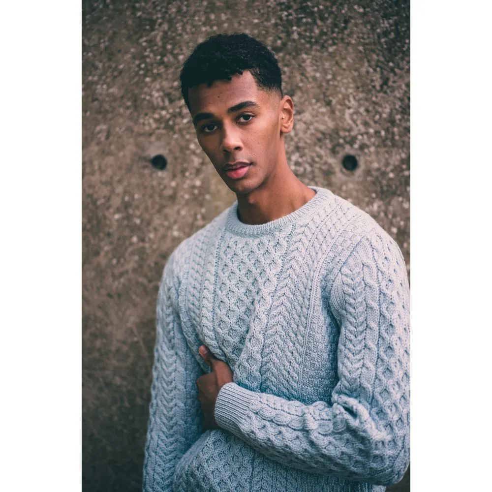 Unisex Sky Blue Aran, In Superior High Altitude Merino Wool, Super Soft And Comfortable
