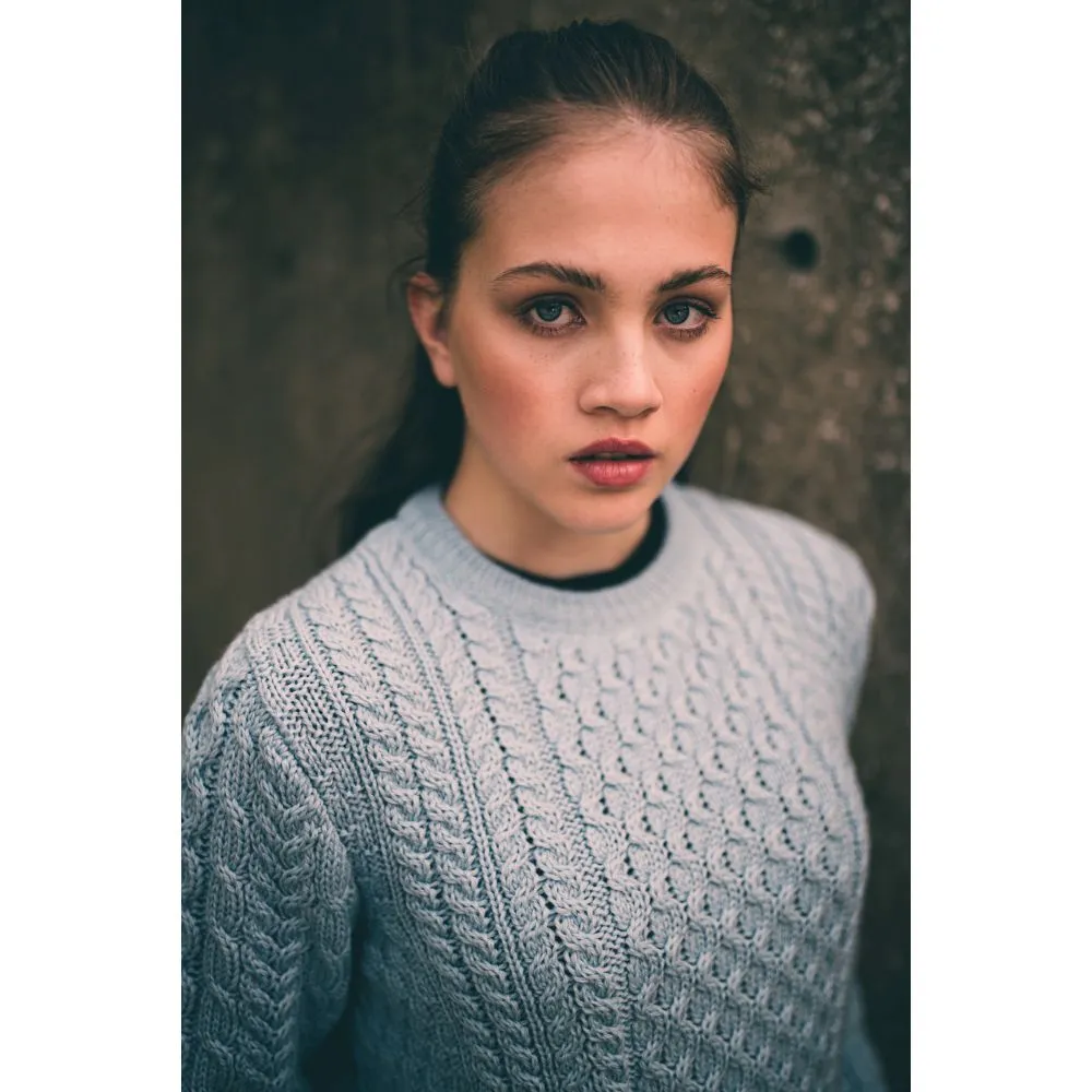 Unisex Sky Blue Aran, In Superior High Altitude Merino Wool, Super Soft And Comfortable