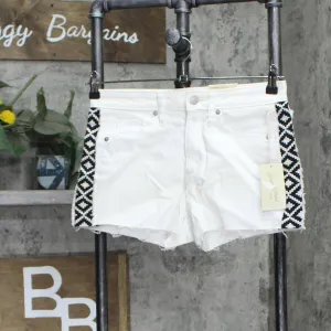 Universal Thread High-Rise Shortie Jean Shorts with Side Panel White / Black 6