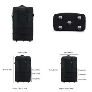 US 3-Layers Expandable Duffel Bag Suitcase Collapsible Rolling Wheeled Luggage