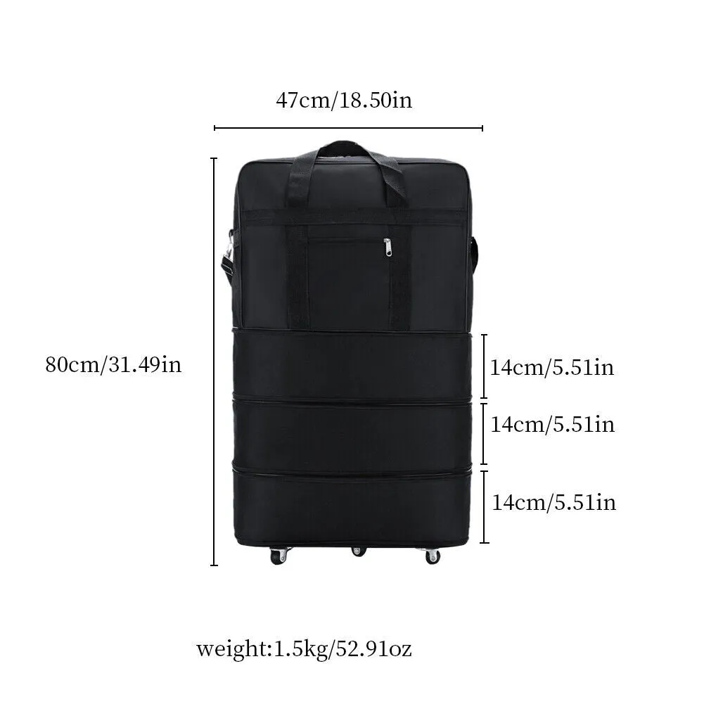 US 3-Layers Expandable Duffel Bag Suitcase Collapsible Rolling Wheeled Luggage