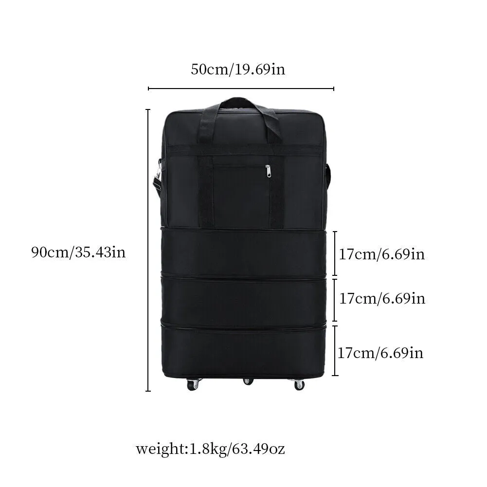 US 3-Layers Expandable Duffel Bag Suitcase Collapsible Rolling Wheeled Luggage