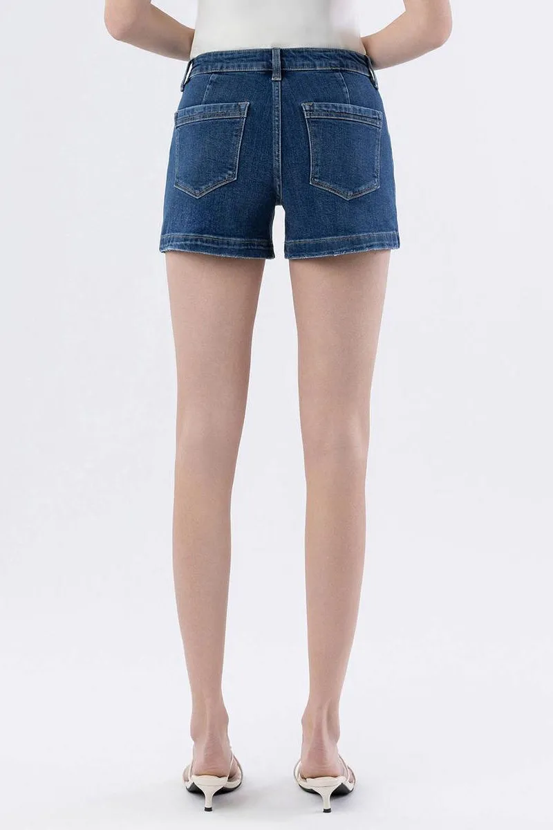 VERVET by Flying Monkey - High Rise Trouser Hem Utility Shorts in Sugar