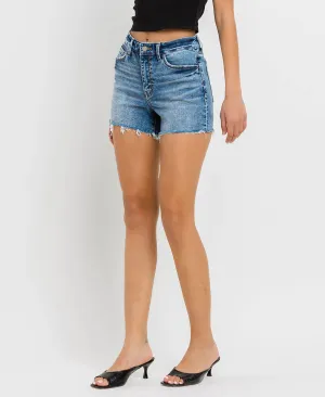 Vervet | High Rise Raw Hem Denim Shorts