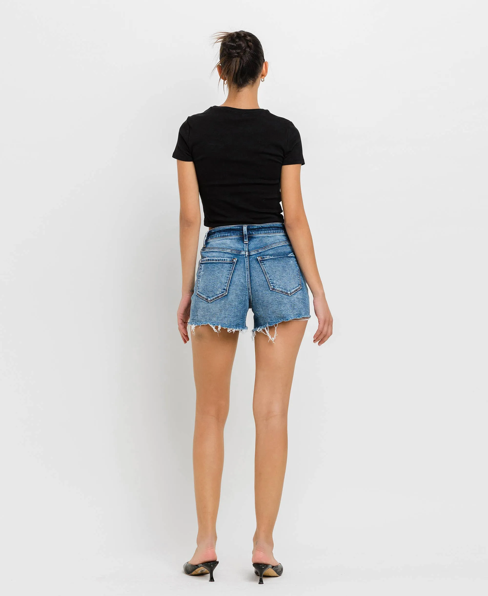 Vervet | High Rise Raw Hem Denim Shorts