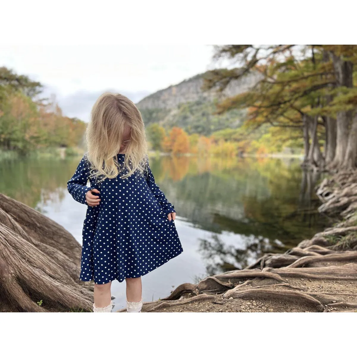 Vignette Navy Blue Polka Dot Leena Dress