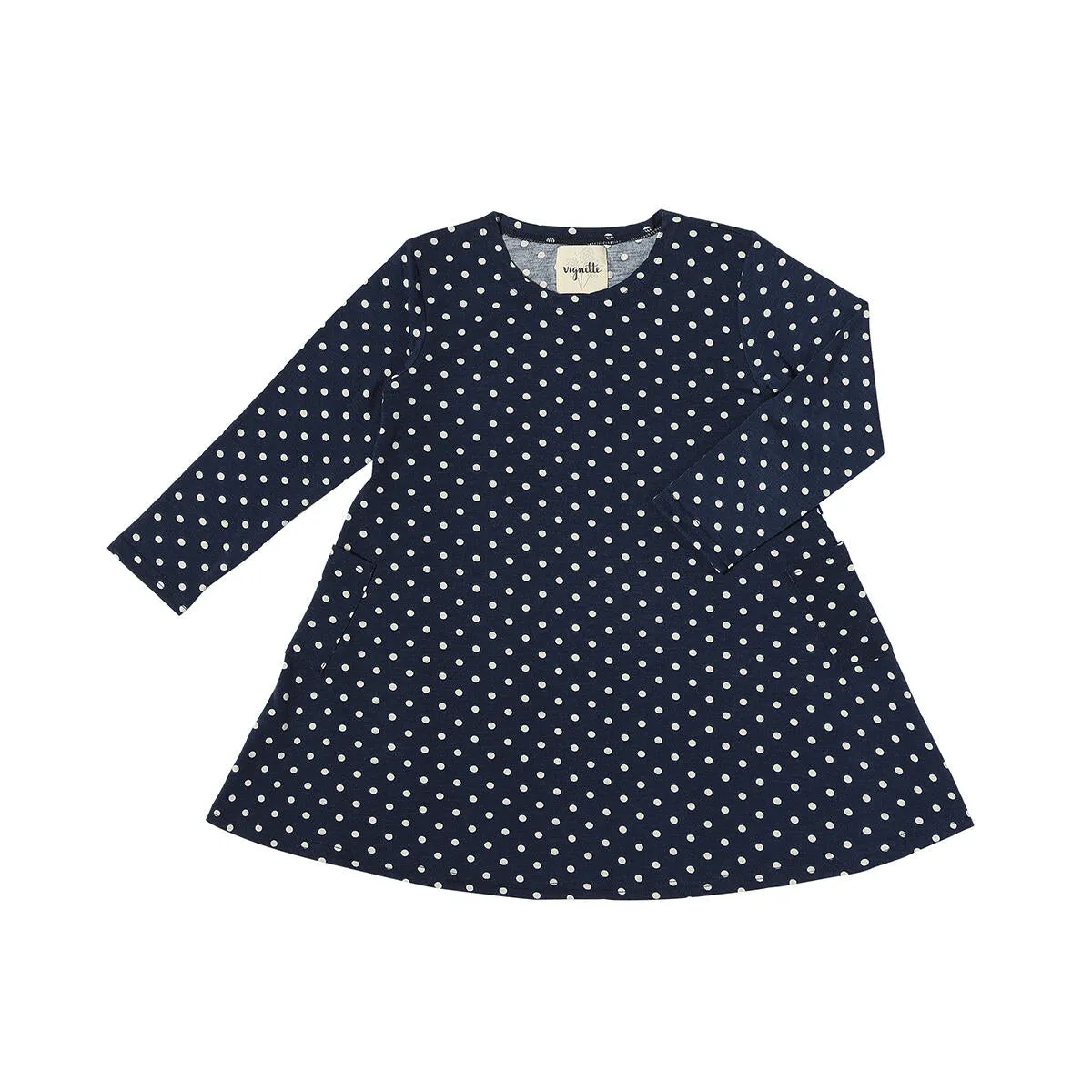 Vignette Navy Blue Polka Dot Leena Dress