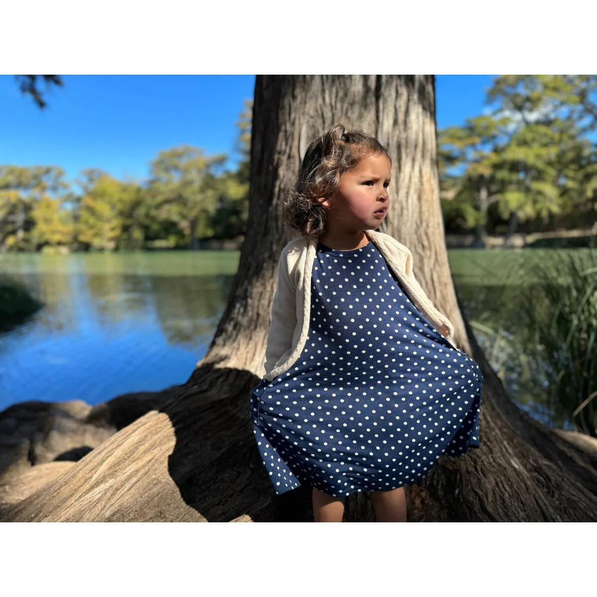 Vignette Navy Blue Polka Dot Leena Dress