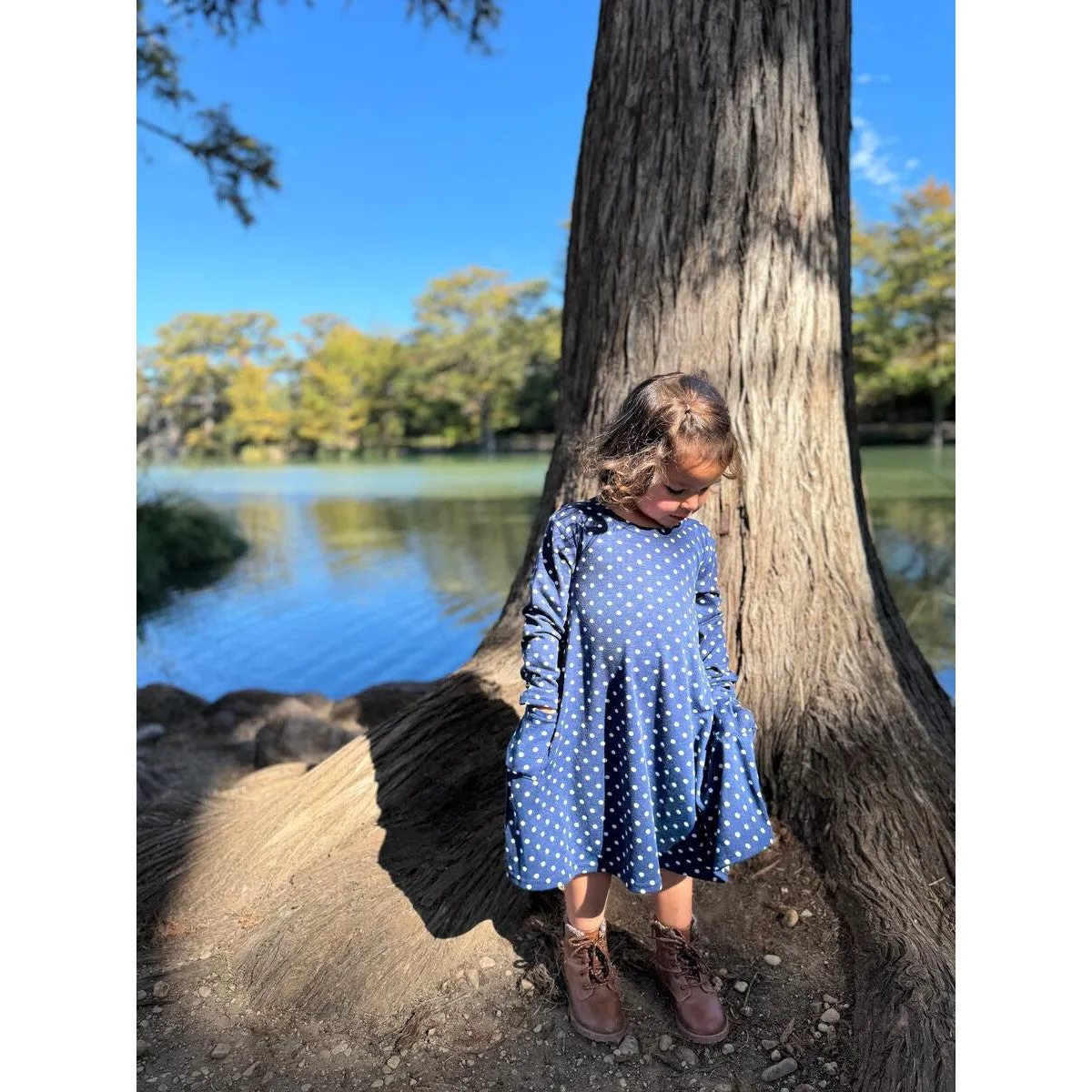 Vignette Navy Blue Polka Dot Leena Dress