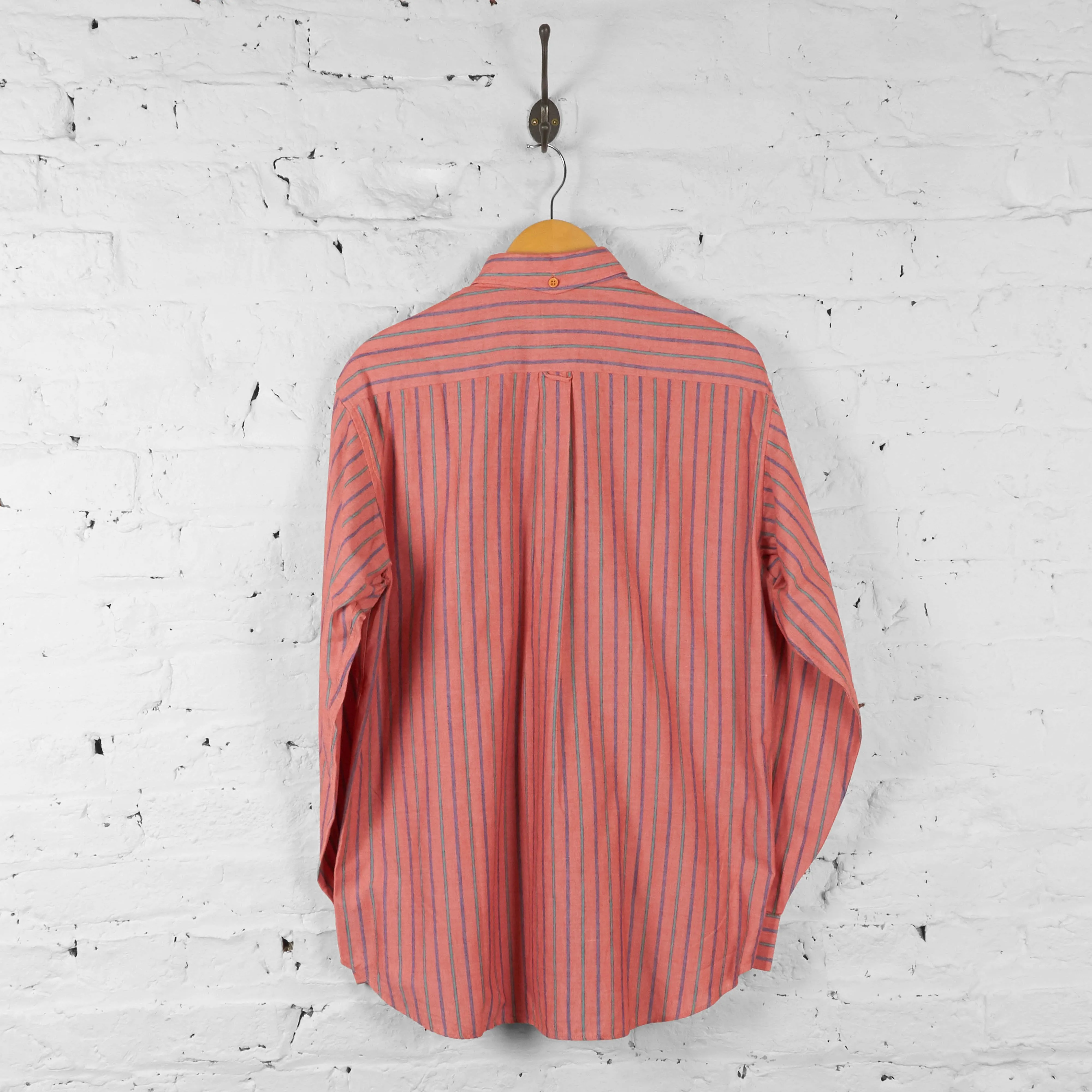 Vintage Benetton Striped Pattern Shirt - Red - M