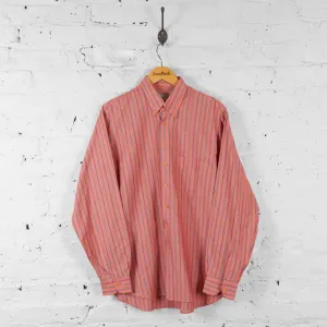 Vintage Benetton Striped Pattern Shirt - Red - M