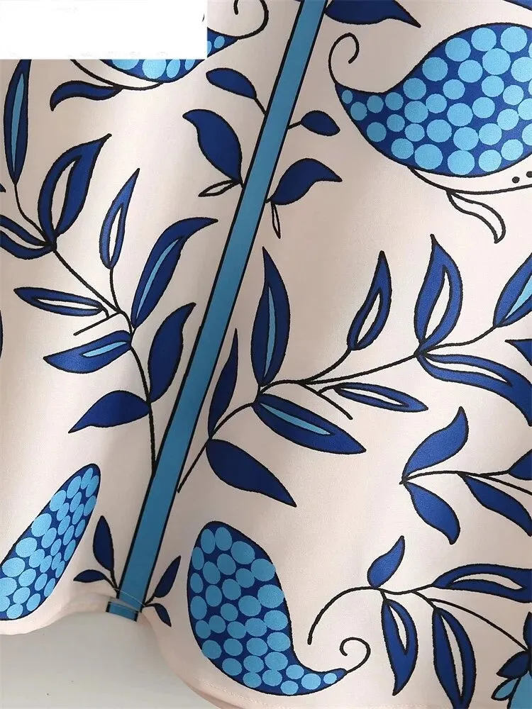 Vintage Floral Print Midi Skirt