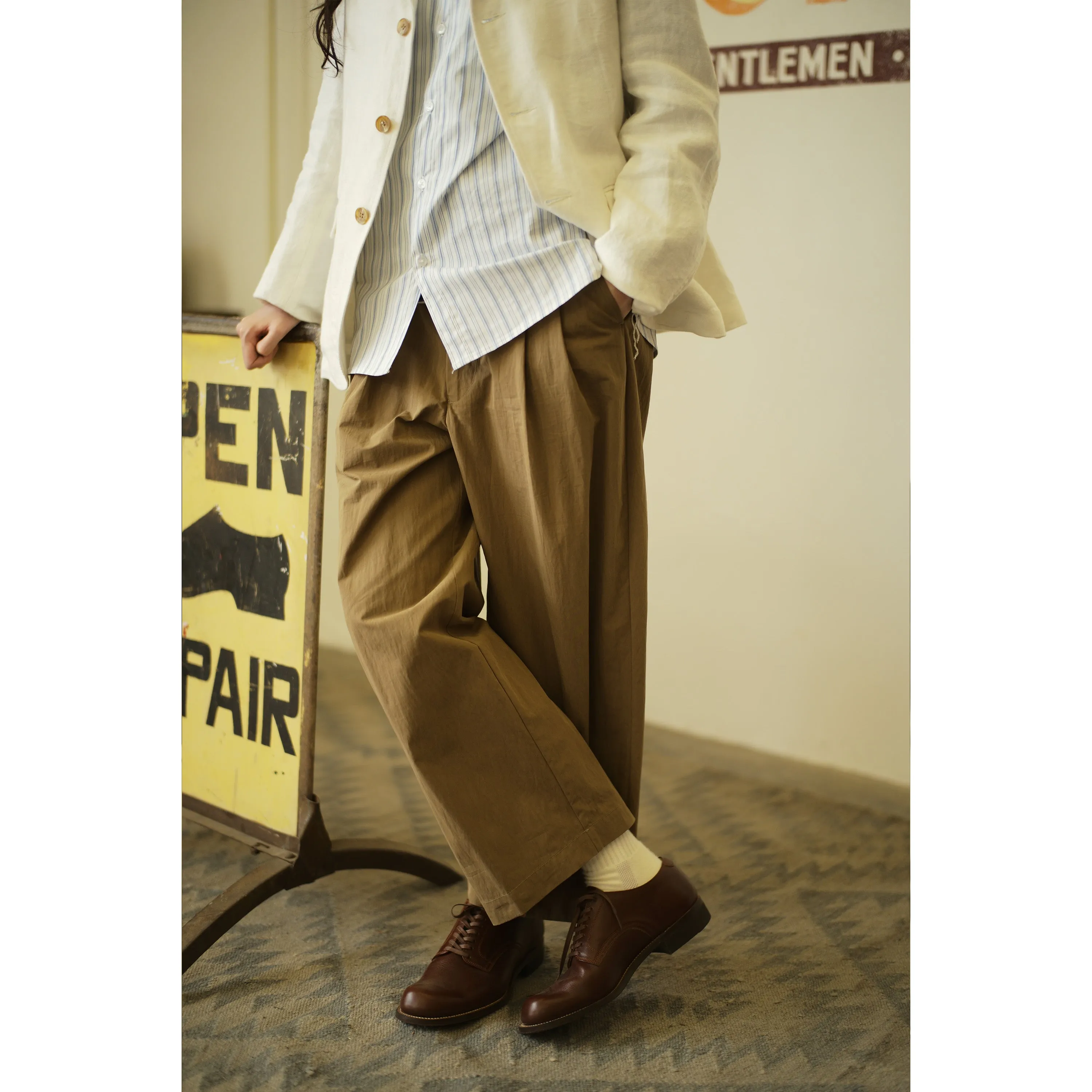 Vintage High-Waisted Wide-Leg Trousers