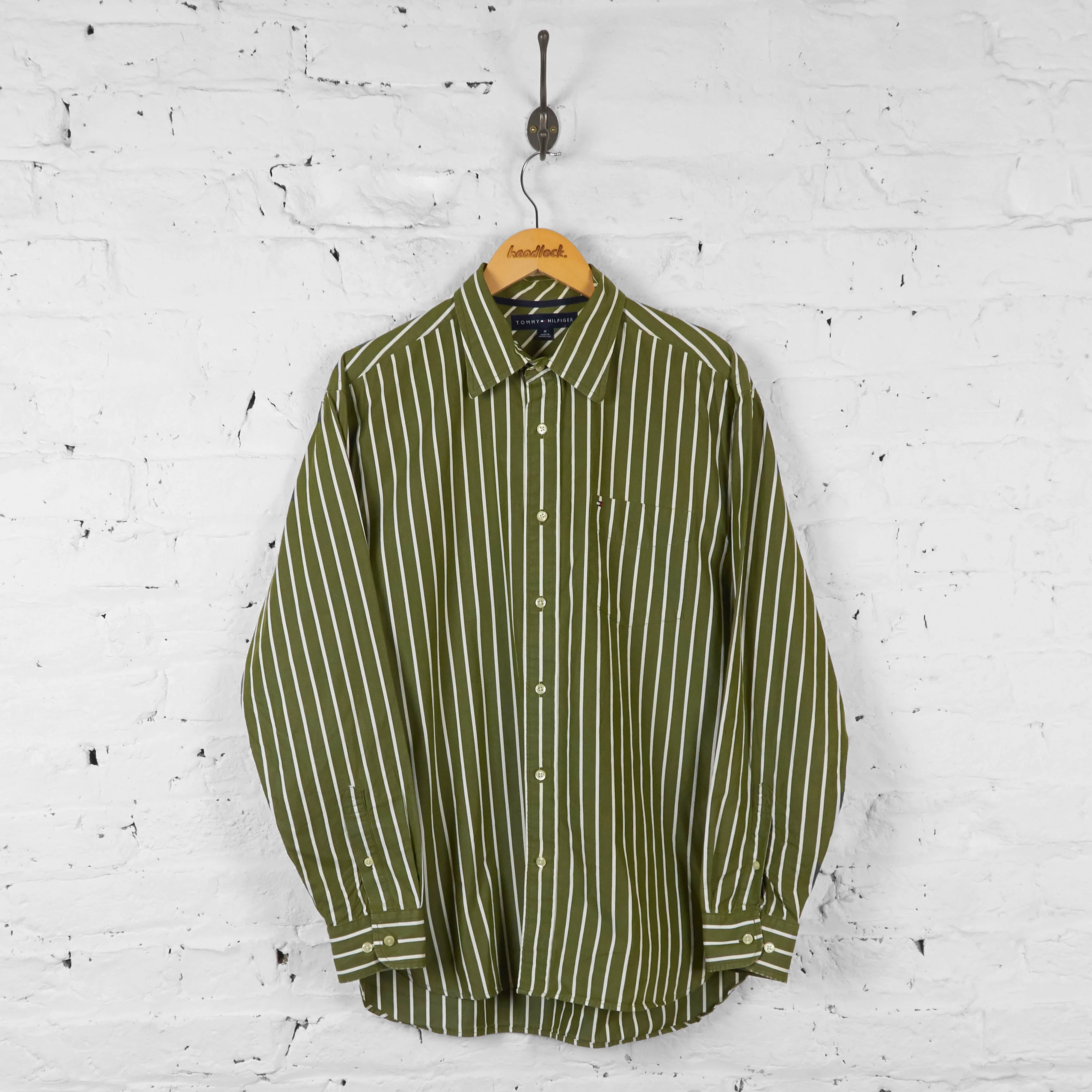 Vintage Tommy Hilfiger Striped Shirt - Green - M