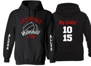 Volleyball Dad Hoodie | Volleyball Hoodies | Volleyball Shirts | Two Names Two Numbers Hoodie | Customize your team colors
