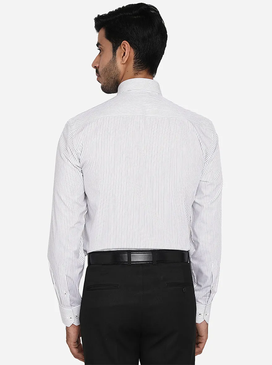 White & Black Striped Regular Fit Formal Shirt | JadeBlue