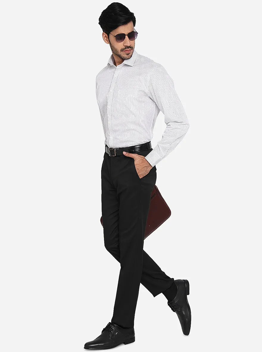 White & Black Striped Regular Fit Formal Shirt | JadeBlue