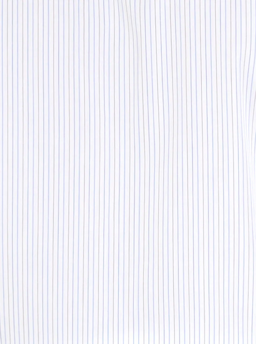 White & Blue Striped Regular Fit Formal Shirt | JadeBlue