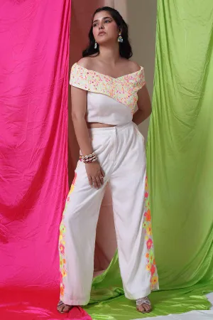 White Drape Crop Top & Trousers