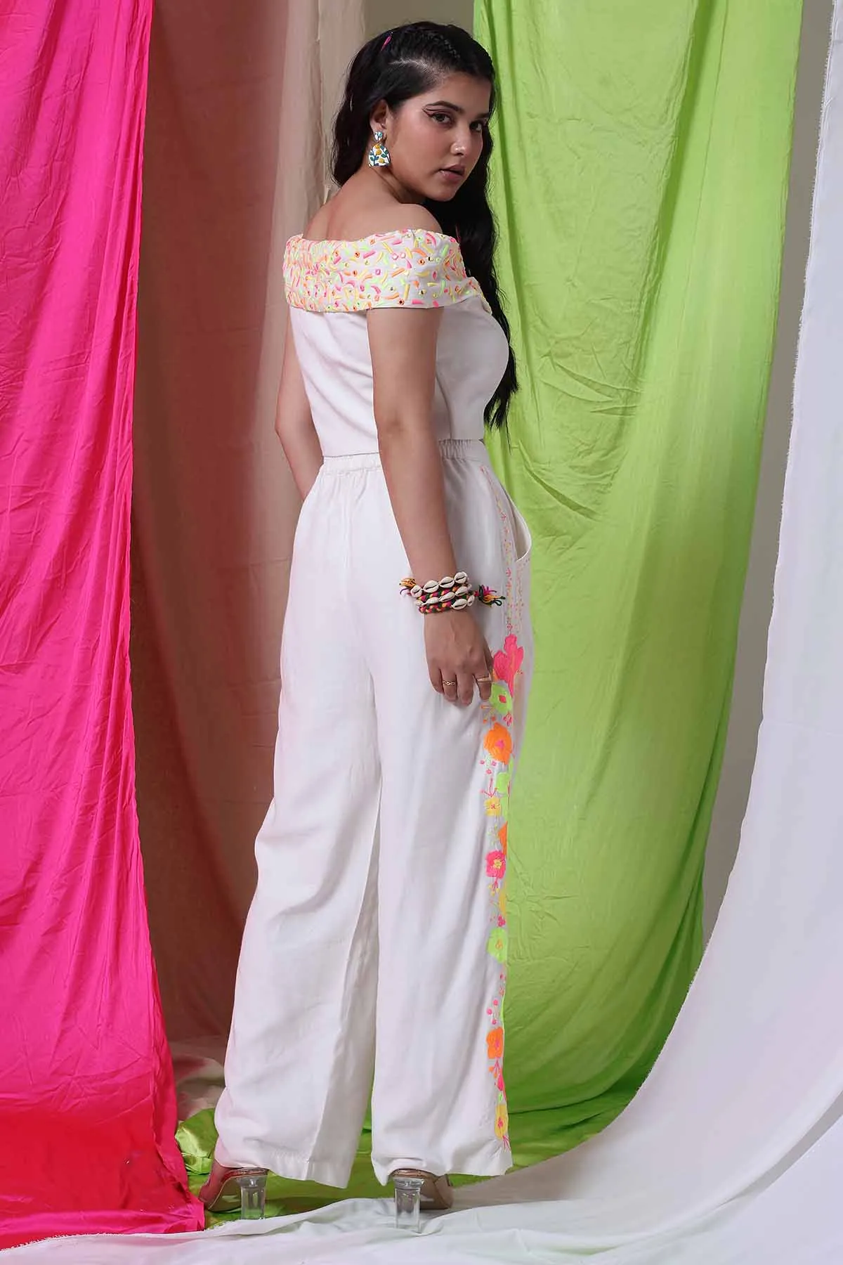 White Drape Crop Top & Trousers