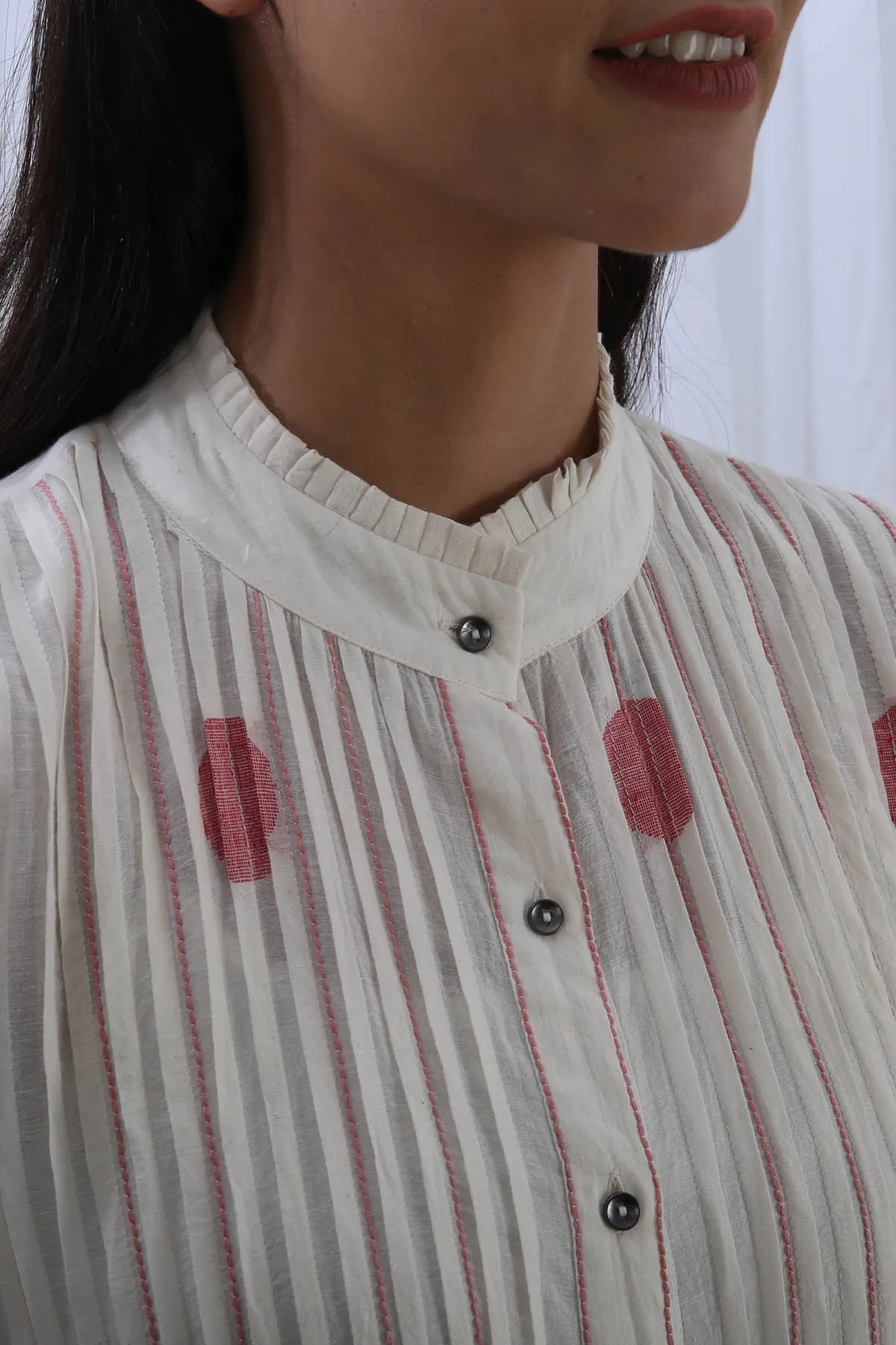 White Pintuck Embroidered Dress