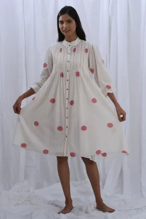 White Pintuck Embroidered Dress