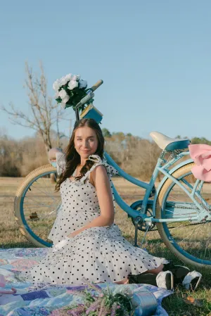 White Polka Dot Ruffle Maxi Dress
