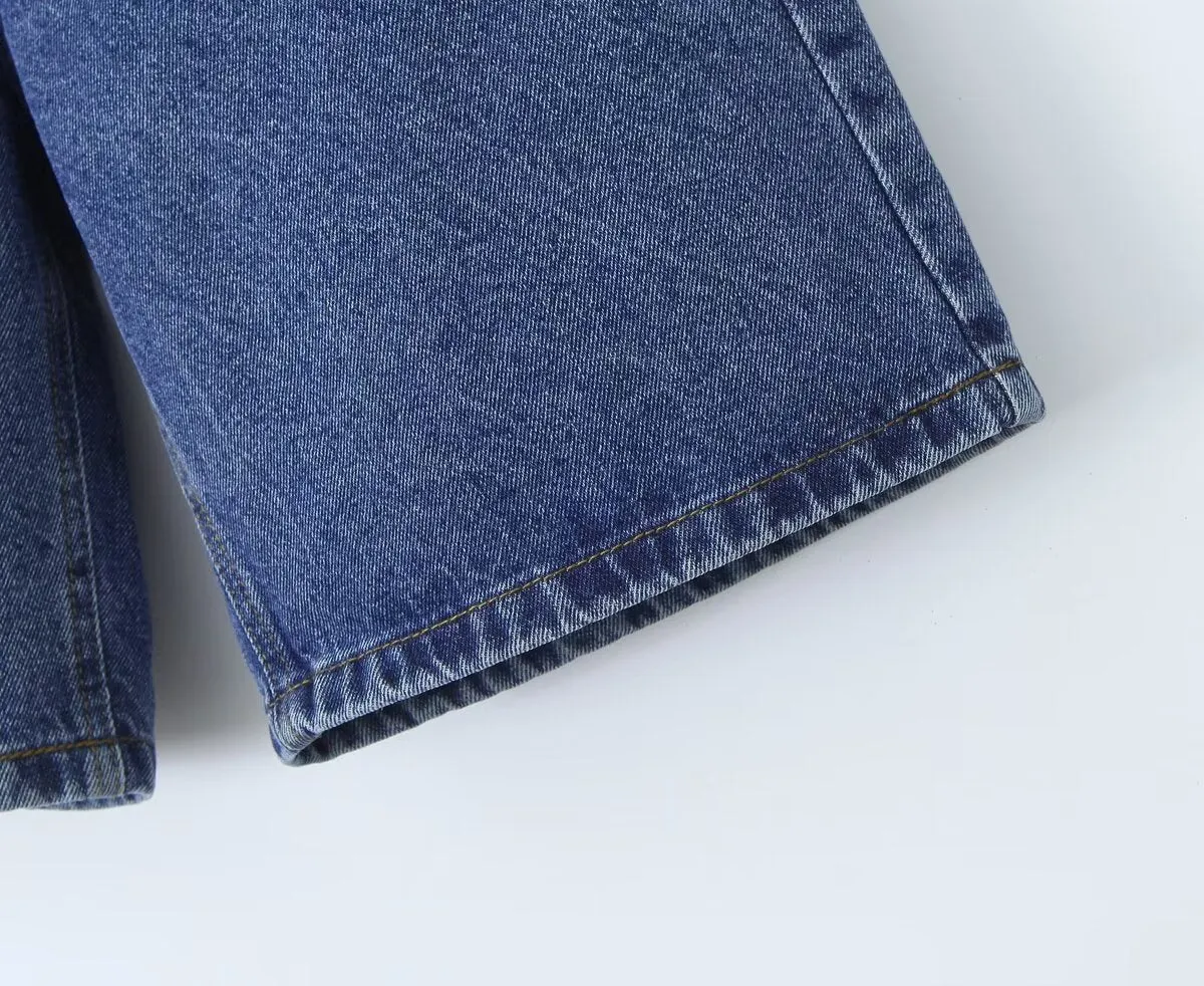 Women Denim Shorts Straight Solid Color Women Loose Casual Shorts