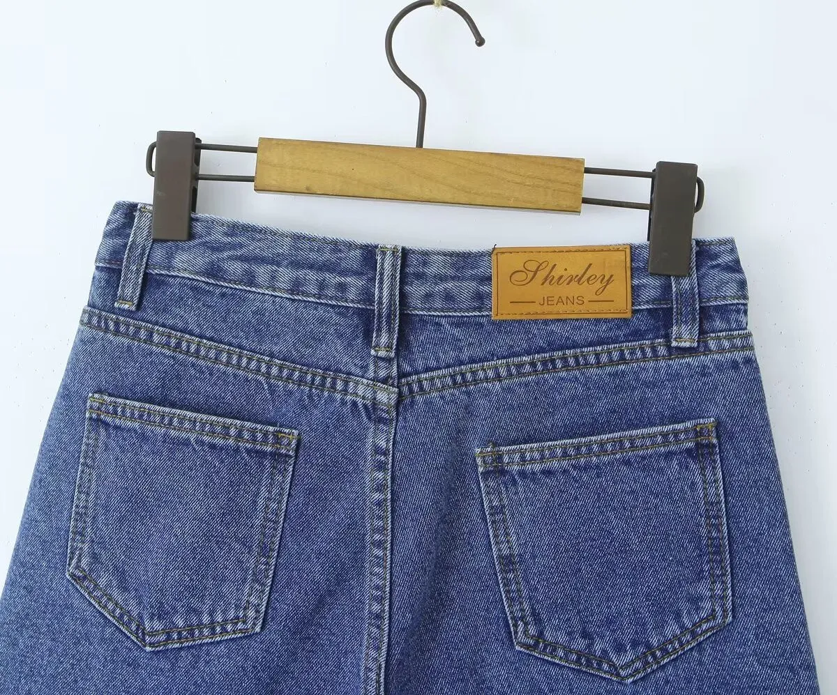 Women Denim Shorts Straight Solid Color Women Loose Casual Shorts