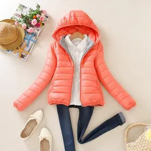Women Winter Jacket Female Coat Ultra Light Down Coats Woman's Hooded Short Jackets Plus Size Parkas B998