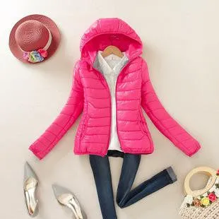Women Winter Jacket Female Coat Ultra Light Down Coats Woman's Hooded Short Jackets Plus Size Parkas B998
