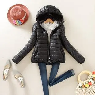 Women Winter Jacket Female Coat Ultra Light Down Coats Woman's Hooded Short Jackets Plus Size Parkas B998