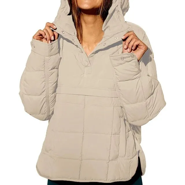 Women's Autumn Winter Padded Jacket Long Sleeve Hooded Pullovers