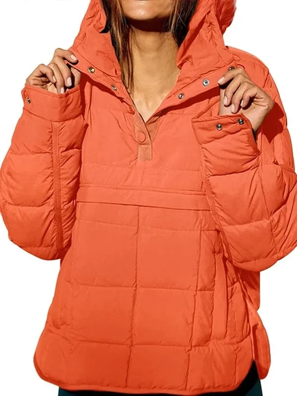 Women's Autumn Winter Padded Jacket Long Sleeve Hooded Pullovers