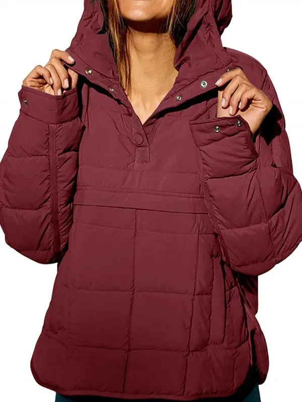 Women's Autumn Winter Padded Jacket Long Sleeve Hooded Pullovers