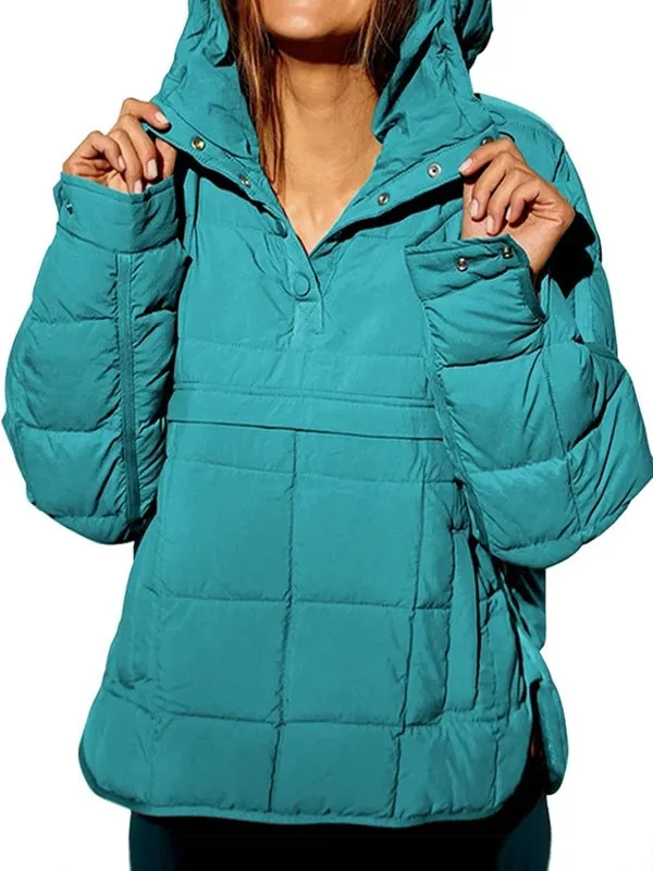 Women's Autumn Winter Padded Jacket Long Sleeve Hooded Pullovers