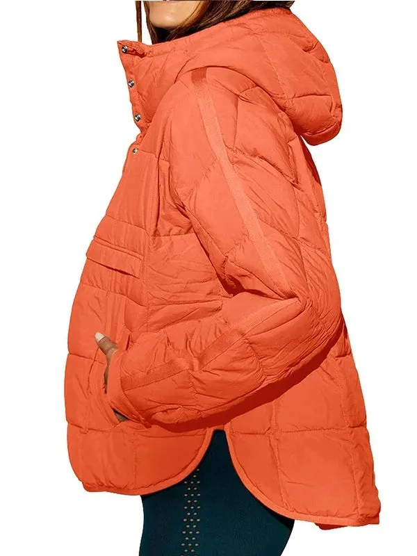 Women's Autumn Winter Padded Jacket Long Sleeve Hooded Pullovers